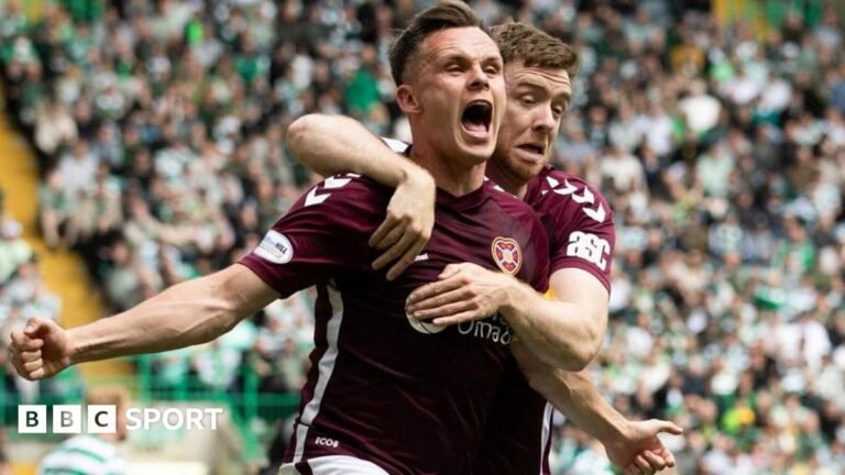 Lawrence Shankland celebrates with Hearts