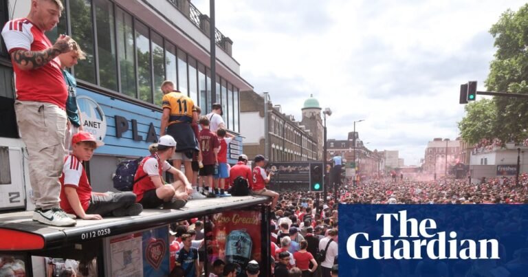 Sixteen people arrested and 75 rescued from height during Arsenal bus parade | Arsenal Sixteen people arrested and 75 rescued from height during Arsenal bus parade | Arsenal