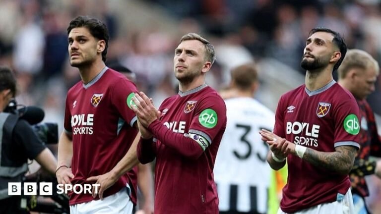 West Ham are heading to the Championship – what happens now? West Ham skipper Jarrod Bowen (centre) after the 3-1 defeat at Newcastle