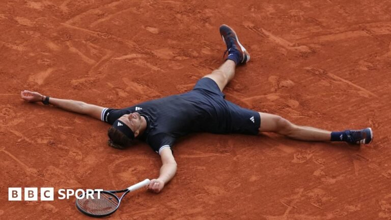 French Open 2026: Alexander Zverev wins first Grand Slam title with victory over Flavio Cobolli Alexander Zverev lies on the French Open clay after winning the 2026 title