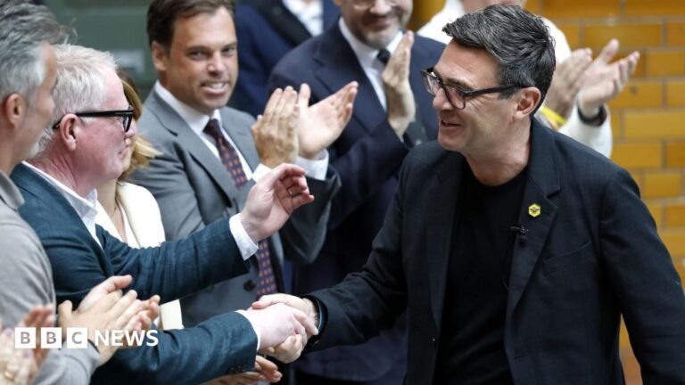 Andy Burnham arrives at The People's Museum on June 29, 2026 in Manchester, England.