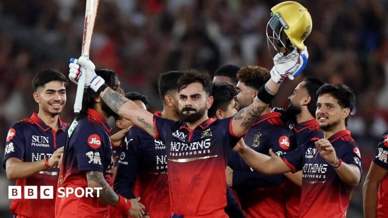 IPL 2026 final: Virat Kohli’s unbeaten 75 helps RCB beat Gujarat Titans to secure back-to-back titles Virat Kohli holds his bat and helmet aloft as his RCB team-mates celebrate winning the IPL