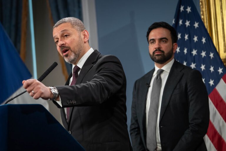 Sherif Soliman (left), director of the Office of Management and Budget, recently briefed Democratic Socialists of America members on city finances.