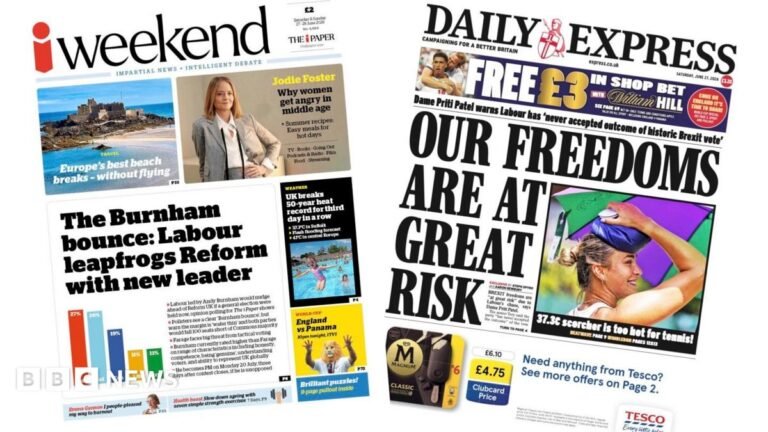 The headline on the front page of the Daily Telegraph reads: "Burnham must call election, says Case."