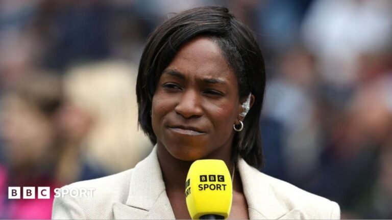 Maggie Alphonsi holds a BBC Sport microphone