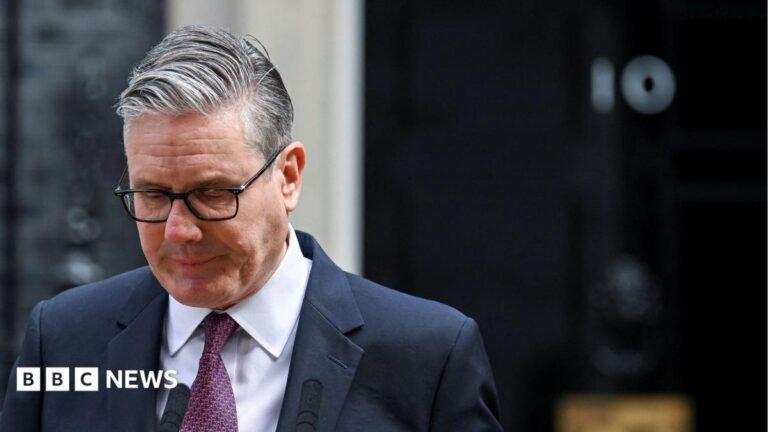 Sir Keir Starmer pictured speaking in Downing Street.