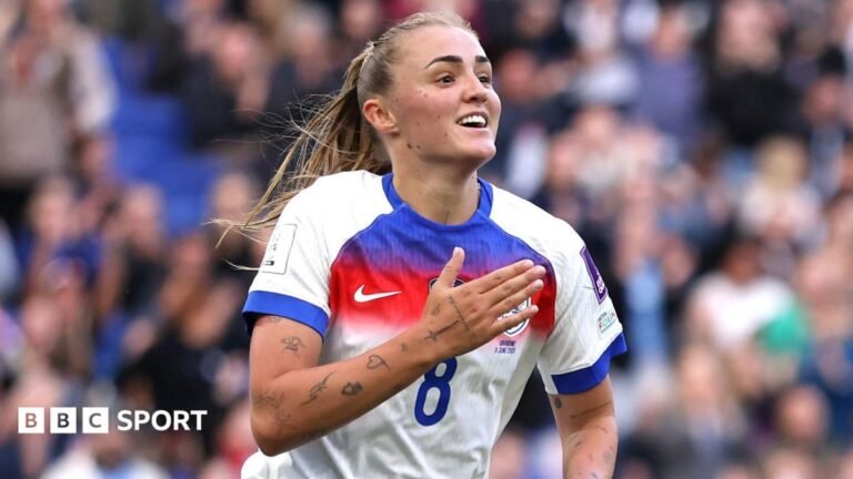 Women’s World Cup 2027: England will face Greece in play-offs as Northern Ireland, Scotland and Wales also learn opponents Georgia Stanway celebrates scoring for England v Ukraine in a Women's World Cup qualifier
