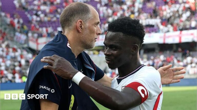World Cup 2026: Bukayo Saka unlikely to start Ghana game Thomas Tuchel hugs Bukayo Saka after England's friendly win over Costa Rica in June 2026