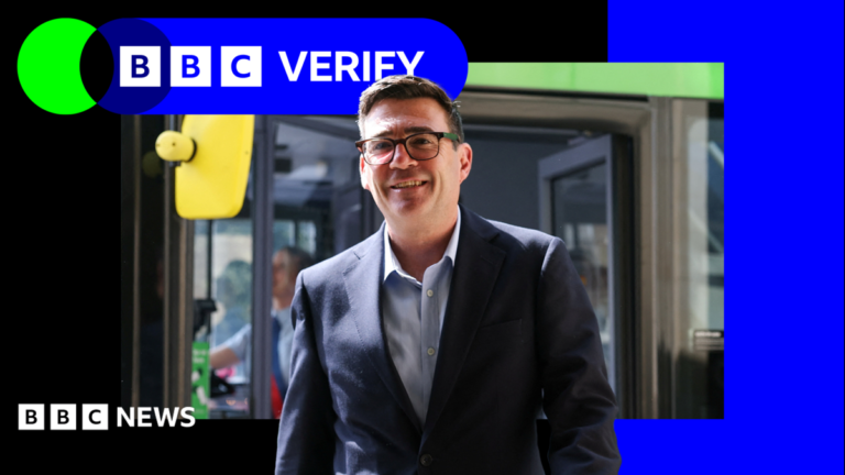 Andy Burnham’s first week pledges – how much do they add up to? Andy Burnham standing by a bus