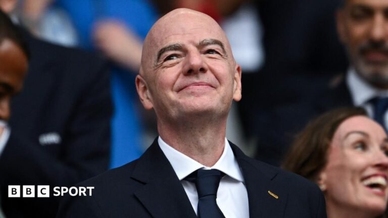 Gianni Infantino: Fifa executive joins PM Andy Burnham in questioning Infantino Gianni Infantino watches on during the 2026 World Cup