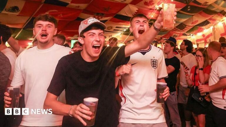 Government may now allow pubs to extend hours for 1am England clash A woman with shoulder-length blonde hair talks into a microphone