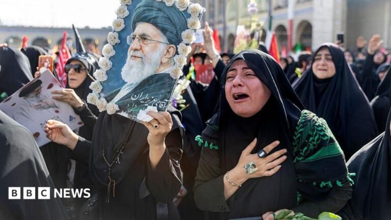 Iran’s supreme leader absent as senior officials attend ayatollah’s funeral A woman weeps as people gather at the Imam Khomeini Grand Mosalla for a farewell ceremony for Iran's late Ayatollah Ali Khamenei