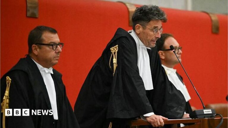 Italian officials handed jail terms for Genoa bridge disaster that killed 43 Judge Paolo Lepri (C) read the verdict in the Courthouse about the case of the Morandi Bridge collapse nearly eight years ago