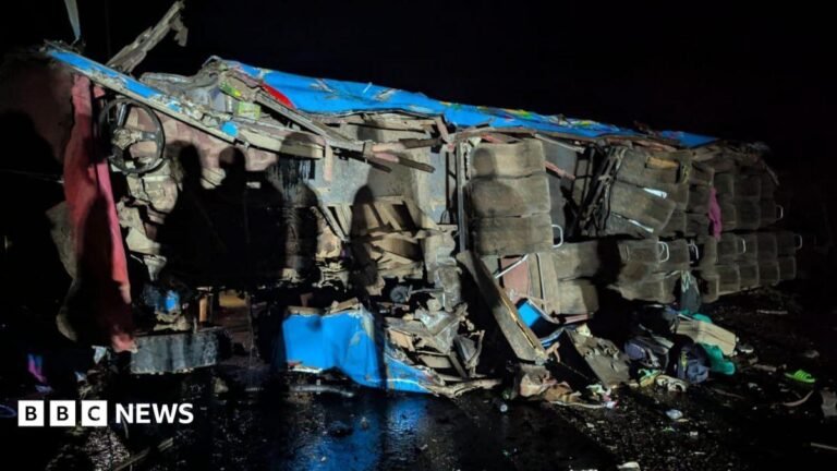 King David Junior School, Ndejje: Uganda suspends school trips after 20 pupils die in bus crash A wreckage of a bus from an accident
