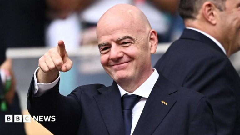 FIFA President Gianni Infantino in the stands before the England vs Norway match in the World Cup
