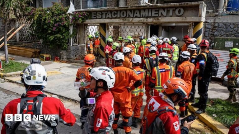 Rescuers inch closer to quake survivor after eight days – and he’s cheering them on A woman with shoulder-length blonde hair talks into a microphone