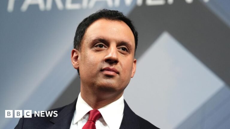 Scottish Labour leader Anas Sarwar on stage at Glasgow International Arena for the 2026 Holyrood elections