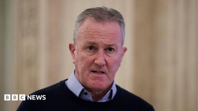 Wheels coming off Stormont, says Sinn Fein’s Conor Murphy Conor Murphy, grey hair, blue shirt with dark sweater. In Stormont hall