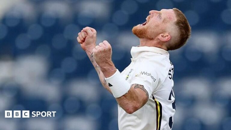 Ben Stokes stars as Durham hammer Derbyshire by 338 runs in County Championship Ben Stokes celebrating taking a wicket for Durham