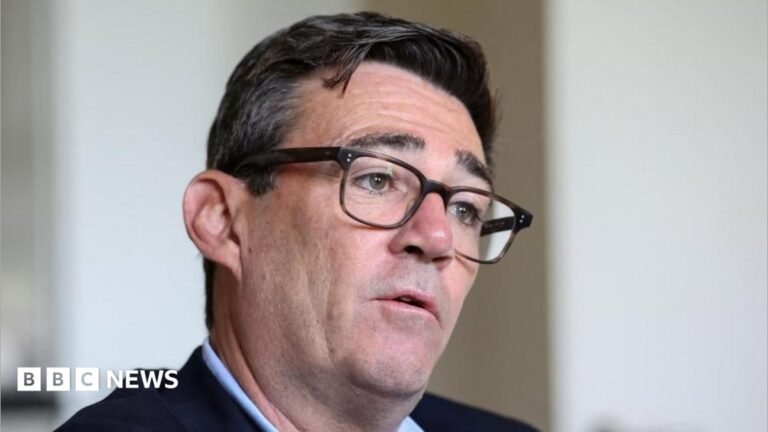 Burnham announces plans to clean up worst three illegal waste dumps Andy Burnham is wearing a dark-coloured jacket, light blue shirt and glasses. He has short black hair.