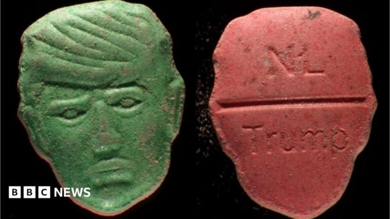 Dutch health institute issues warning over Trump-shaped ecstasy pills Aerial photo showing festival tents and ambulances at the scene