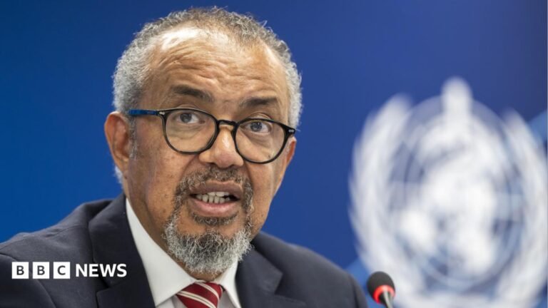 Ebola outbreak on track to be deadliest ever, WHO chief says A man with grey curly hair, a beard and black glasses speaks into a microphone.