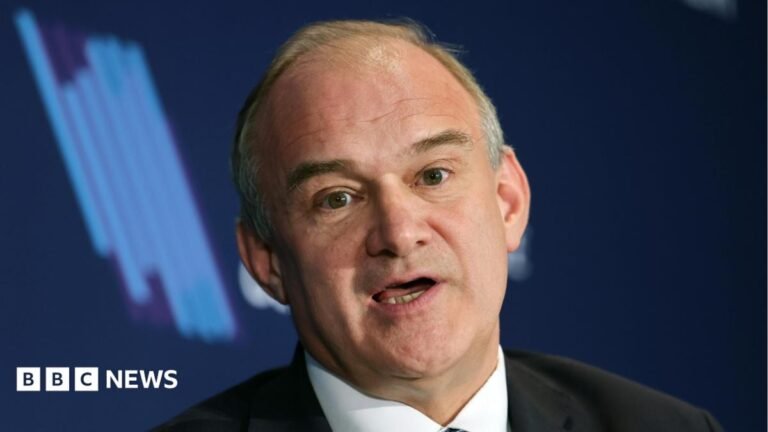 Join EU migration pact to tackle small boats, says Ed Davey Thin, red banner promoting the Politics Essential newsletter with text saying, “Top political analysis in your inbox every day”. There is also an image of the Houses of Parliament.