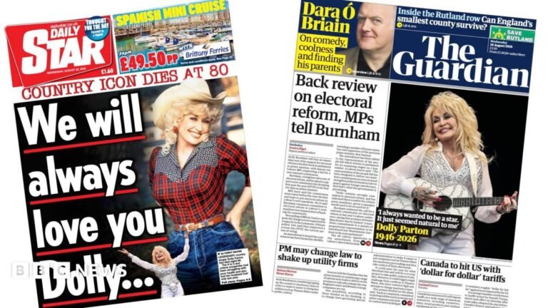A composite image of the front pages of the Daily Star and the Guardian on 26 August 2026