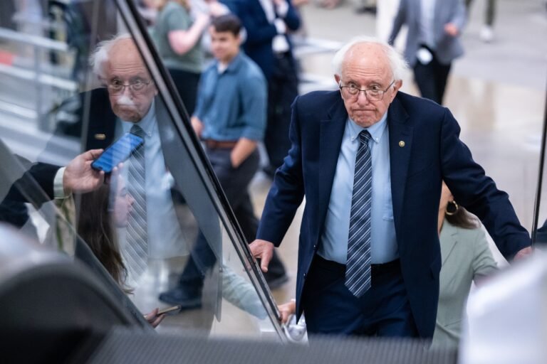 Progressives could score a huge Wisconsin win Tuesday. Some national figures don’t want to touch it. Sen. Bernie Sanders (I-Vt.) ascends on an escalator on his way to a vote at the U.S. Capitol in Washington, on July 30.