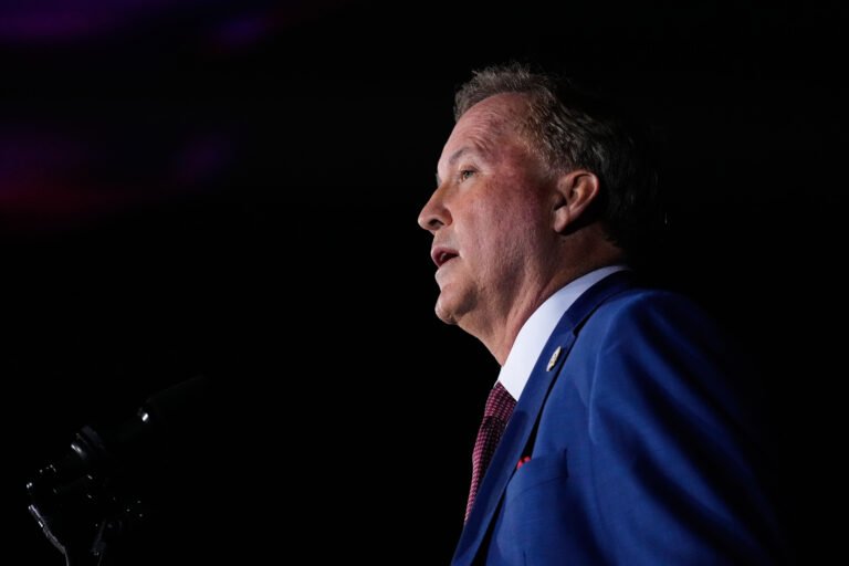 Republicans want to talk about James Talarico’s manhood. Talarico says let them. Texas Attorney General Ken Paxton speaks during a primary runoff election night event Tuesday, May 26, 2026, in Plano, Texas.