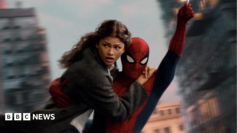 Spider-Man: Brand New Day sees second-biggest ever global opening weekend Spider-Man swings through the city on web whilst holding MJ, played by Zendaya.