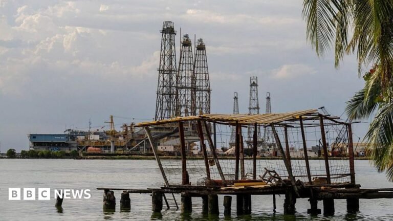 US and Venezuela reach ‘historic’ oil deal, Trump says Map showing Lake Maracaibo in north-east Venezuela, next to the Caribbean Sea. Oil reserves are marked under the lake and in Venezuela's Orinoco Belt to the east. Zulia state is marked surrounding most of the lake. Neighbouring countries are also marked - Guyana to the east, Brazil to the south and Colombia to the west.