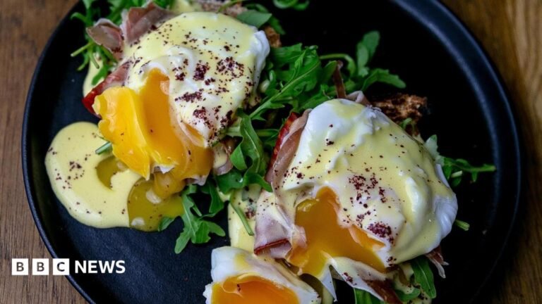Plate with runny eggs