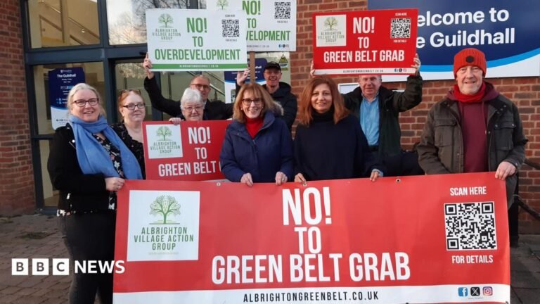 Angela Rayner to decide landmark Albrighton 800-home green belt appeal Earl Spencer walking, wearing a navy suit and a purple tie.