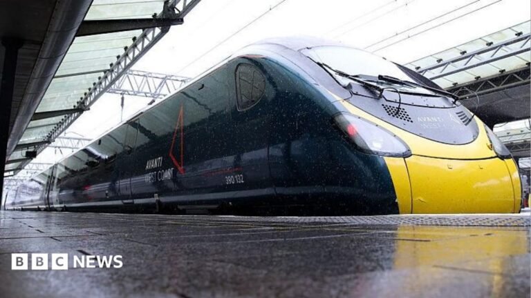 Avanti West Coast services to be nationalised from March A new train stationed at Marylebone station in London. It is red, blue and white.