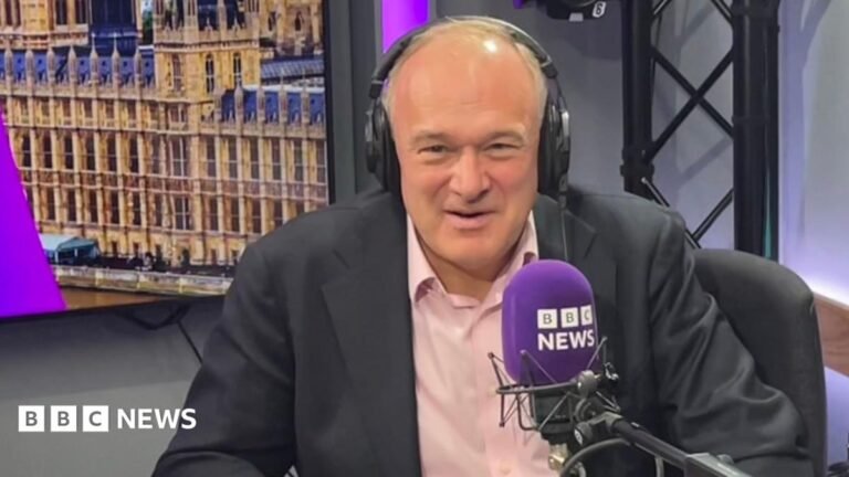 Liberal Democrat leader Sir Ed Davey answering questions from BBC local radio presenters