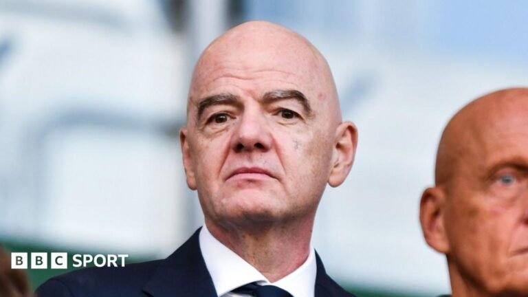 Fifa president Gianni Infantino during a visit to a sports complex in Cali, Colombia, on August 7, 2026