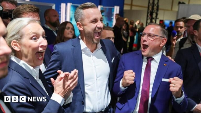German far-right set for big win in eastern state of Saxony-Anhalt – exit polls Top candidate of the far-right Alternative for Germany (AfD), Ulrich Siegmund, with party co leaders Alice Weidel and Tino Chrupalla, reacts after polls closed, on the day of the Saxony-Anhalt state elections