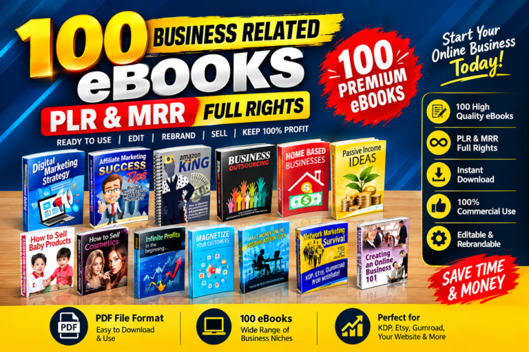 I will provide 100 business PLR MRR ebooks PDF bundle for resale for $5