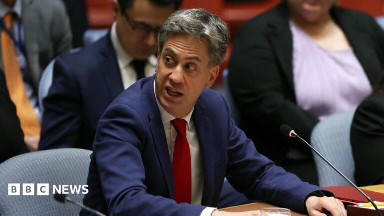 Miliband tells Iran minister UK will not tolerate ‘hostile activity’ on British soil Britain's Foreign Secretary Ed Miliband attends a meeting of the United Nations Security Council, wearing a blue suit and red tie.