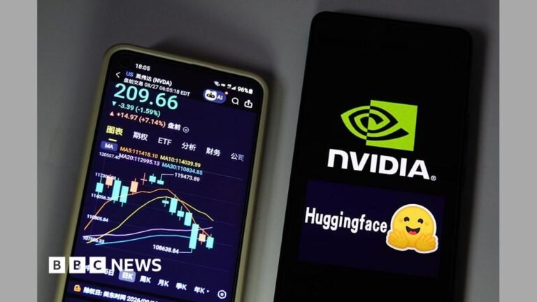 Nvidia strikes $12.9bn deal to buy AI platform Hugging Face Gloria Steinem holds a pink banner at a rally, behind her a placard says Pro Choice.