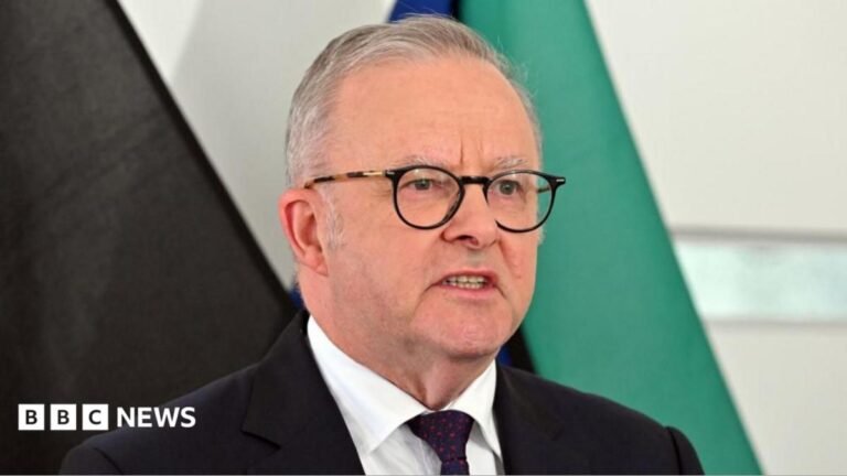 OpenAI agent ‘infiltrated’ Australian government website, PM says Australia's Prime Minister Anthony Albanese speaks at a news conference in front of several flags. He is wearing a dark suit with a red spotted tie and dark glasses