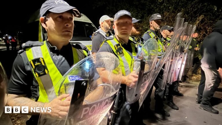 Police seek to identify protesters behind Portsmouth anti-migrant disorder Your Voice banner image. Your Voice is written in white against a purple background.