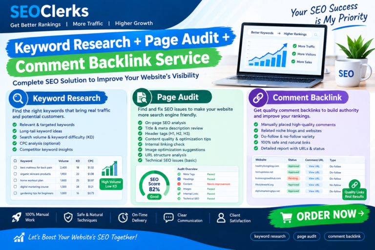 SEO Keyword Research SEO Audit On Page SEO Backlinks Link Building Website Audit SEO Analysis for $15