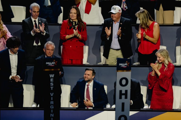 Top Republicans didn’t expect Trump’s dividends. Now they’re scrambling. The crowd acknowledges Vice President JD Vance on night one of the Republican Midterm Convention at the American Airlines Center in Dallas on Sept. 9.