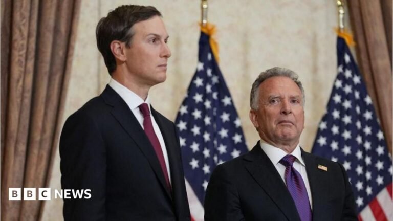 Trump’s peace envoys to visit Moscow and Kyiv – reports say US negotiators Jared Kushner (left) and Steve Witkoff. Photo: April 2026
