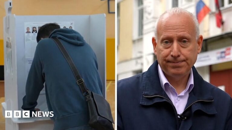 Watch: Voting under way in Russian election tightly controlled by Kremlin Steve Rosenberg split screen with someone voting