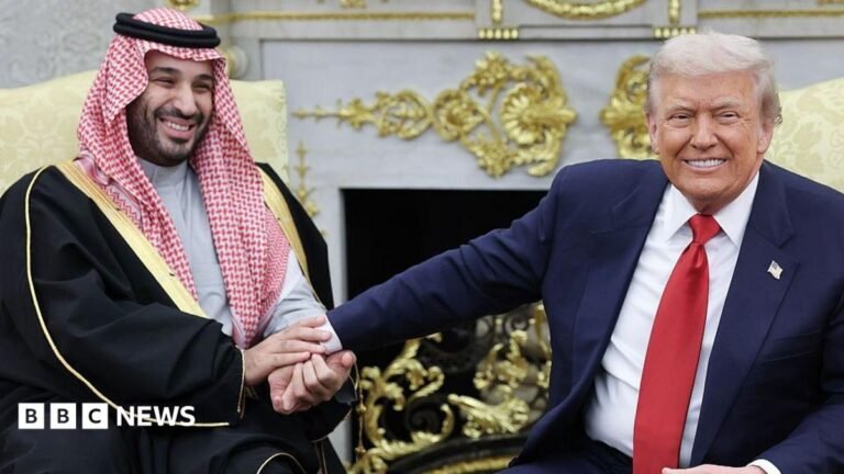 Why US plan to sell F-35 warplanes to Saudi Arabia is controversial Earl Spencer walking, wearing a navy suit and a purple tie.
