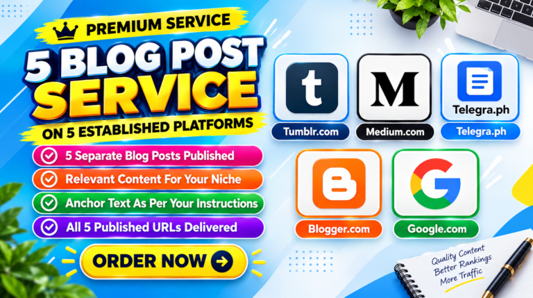 5 Blog Post Backlinks on Tumblr, Medium, Telegraph, Blogger & Google Sites for $1 5 Blog Post Backlinks on Tumblr, Medium, Telegraph, Blogger & Google Sites for $1