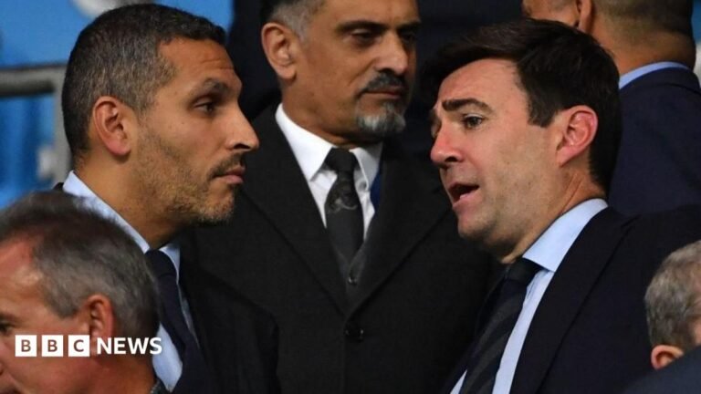 Andy Burnham ‘completely out of touch’ on Man City, Tories say Man City chairman Khaldoon Al Mubarak (left) chats to Andy Burnham in 2019 at the Etihad Stadium when he was mayor of Greater Manchester.